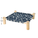 PETSWOL Elevated Cat Hammock Bed - Breathable Linen Fabric, Natural Wooden Frame_2