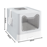 PETSWOL Large Space Foldable Cat Litter Box with Front Entry & Top Exit with Tray_9