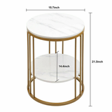 COMFEYA Round Marble Accent Table End 2 Tiers Storage Table - Gold_8