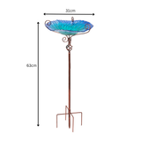 GREENYHAVEN 30'' Height Flower Glass Bird Bath Garden Outdoor Bird Feeder with Metal Stake_8