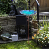 GREENYHAVEN 30'' Height Flower Glass Bird Bath Garden Outdoor Bird Feeder with Metal Stake_6