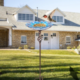 GREENYHAVEN 30'' Height Flower Glass Bird Bath Garden Outdoor Bird Feeder with Metal Stake_7