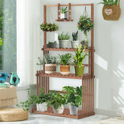 GREENYHAVEN 3-Tier Hanging Wood Plant Stand Flower Pot Organizer Rack_0