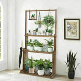 GREENYHAVEN 3-Tier Hanging Wood Plant Stand Flower Pot Organizer Rack_2