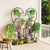 GREENYHAVEN 6 Tier Metal Plant Shelf Heart Shape Ladder Plant Stands_4