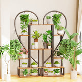 GREENYHAVEN 6 Tier Metal Plant Shelf Heart Shape Ladder Plant Stands_5