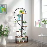 GREENYHAVEN 6 Tier Metal Plant Shelf Heart Shape Ladder Plant Stands_3