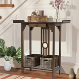COMFEYA Elegant Wood Entryway Console Table with Drawer and Shelf_0