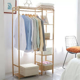 STORFEX Bamboo Wood Clothing Garment Rack with Shelves_7