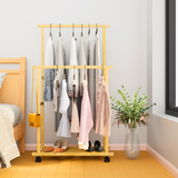 COMFEYA Free Standing Bamboo Double Hanging Clothes Organizer on Wheels_1