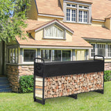 12.7FT Outdoor Firewood Rack with Cover Heavy Duty Firewood Holder_0