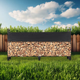 12.7FT Outdoor Firewood Rack with Cover Heavy Duty Firewood Holder_1