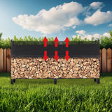 12.7FT Outdoor Firewood Rack with Cover Heavy Duty Firewood Holder_2