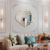 COMFEYA Irregular Silver Wall Decor Mirror with Golden Rim_5