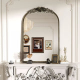 COMFEYA Stunning Baroque Brass Mirror Elegant Resin Rose Design_7
