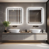COMFEYA Square Illuminated Wall Bathroom Mirror with LED Lights_2