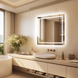 COMFEYA Square Illuminated Wall Bathroom Mirror with LED Lights_4