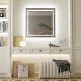 COMFEYA Square Illuminated Wall Bathroom Mirror with LED Lights_5