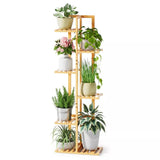 Tall Bamboo Plant Stand Corner Flower Display Rack for Indoor Outdoor_0