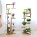 Tall Bamboo Plant Stand Corner Flower Display Rack for Indoor Outdoor_2