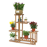 Multi Tier Wood Plant Display Stand Plant Flower Shelf Rack Holder_0