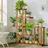 Multi Tier Wood Plant Display Stand Plant Flower Shelf Rack Holder_4