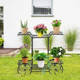 6 Tiers Metal Garden Cart Plant Stand Display Shelf Rack_8