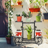 6 Tiers Metal Garden Cart Plant Stand Display Shelf Rack_9