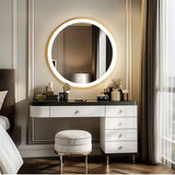 COMFEYA 24 Inch Gold Frame Round Bathroom Mirror with Lights_1