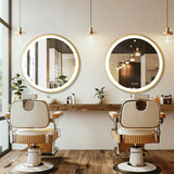 COMFEYA 24 Inch Gold Frame Round Bathroom Mirror with Lights_2