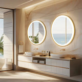 COMFEYA 24 Inch Gold Frame Round Bathroom Mirror with Lights_4