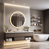COMFEYA 24 Inch Gold Frame Round Bathroom Mirror with Lights_5
