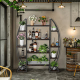 Industrial Large Plant Stand Multilayer Garden Flower Rack Bookshelf Half Moon Shaped_9