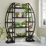 Industrial Large Plant Stand Multilayer Garden Flower Rack Bookshelf Half Moon Shaped_3