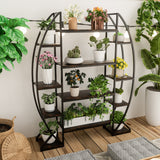 Industrial Large Plant Stand Multilayer Garden Flower Rack Bookshelf Half Moon Shaped_5