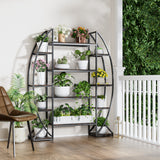 Industrial Large Plant Stand Multilayer Garden Flower Rack Bookshelf Half Moon Shaped_6