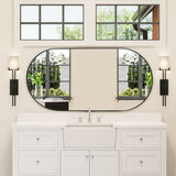 COMFEYA Oval Black Metal Mirror for Modern Bathrooms_2