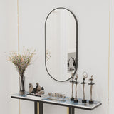 COMFEYA Oval Black Metal Mirror for Modern Bathrooms_1