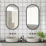 COMFEYA Oval Black Metal Mirror for Modern Bathrooms_5