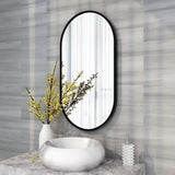 COMFEYA Oval Black Metal Mirror for Modern Bathrooms_4