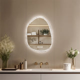 COMFEYA Unique Frameless Mirror LED Light Bathroom Mirror Wall Mounted Backlit Vanity Mirror Designed with Touch Sensors Dimmable Defog