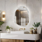 COMFEYA Unique Frameless Mirror LED Light Bathroom Mirror Wall Mounted Backlit Vanity Mirror Designed with Touch Sensors Dimmable Defog