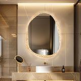 COMFEYA Unique Frameless Mirror LED Light Bathroom Mirror Wall Mounted Backlit Vanity Mirror Designed with Touch Sensors Dimmable Defog