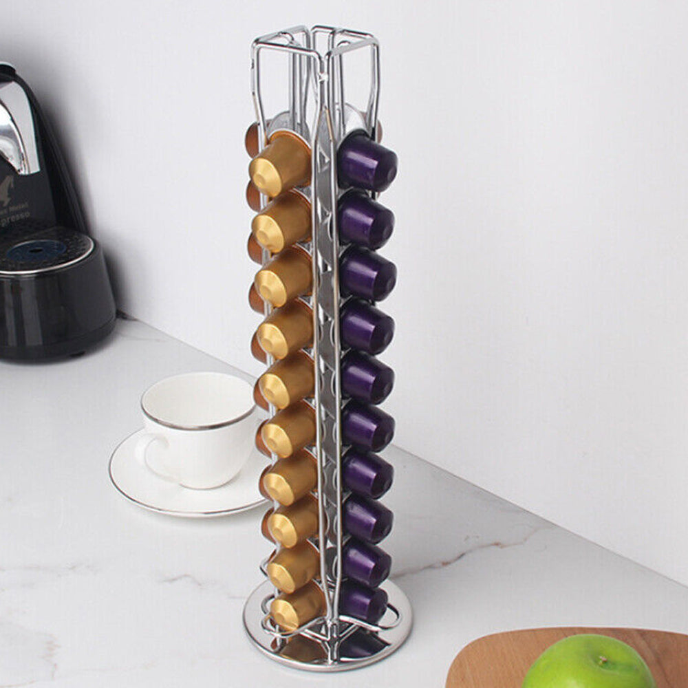 360° Rotating 40 Capsules Coffee Pod Holder Tower Stand Rack_10
