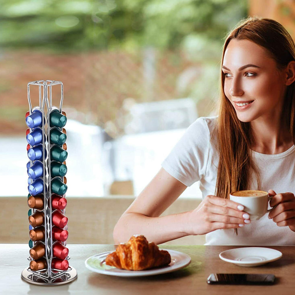 360° Rotating 40 Capsules Coffee Pod Holder Tower Stand Rack_7
