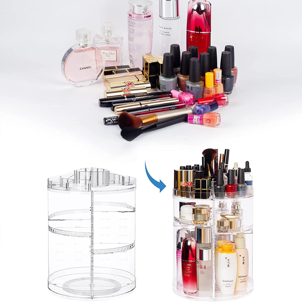360° Rotating Acrylic Makeup Organizer Clear Cosmetics Holder_6