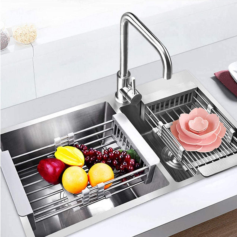 Over the Sink Stainless Steel Dish Drying Rack Kitchen Organizer_9