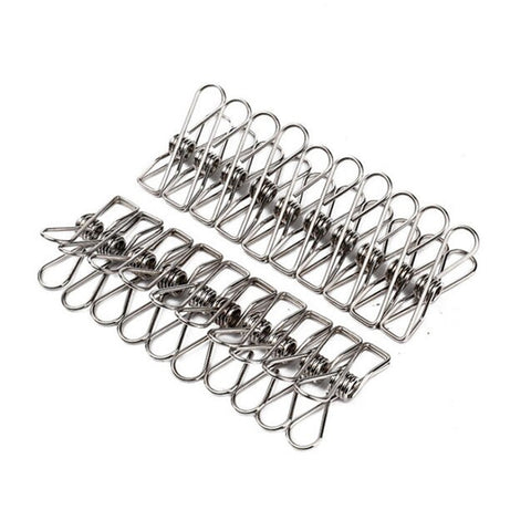 60pcs Stainless Steel Clothes Pegs Windproof Sealing Clamp_0