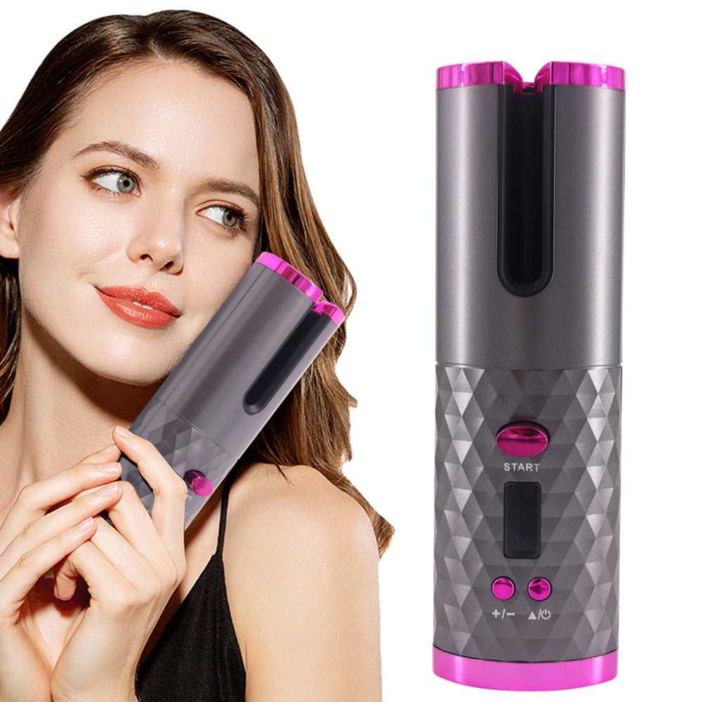 LCD Auto Cordless Ceramic Rotating Hair Curler Wireless Waver-USB Rechargeable_9
