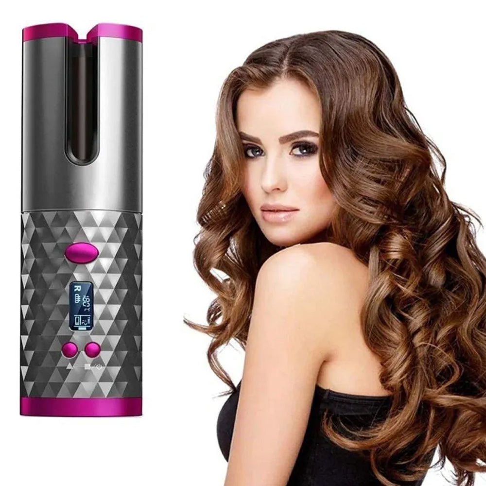 LCD Auto Cordless Ceramic Rotating Hair Curler Wireless Waver-USB Rechargeable_8